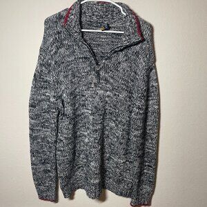 Nautica Jeans Co Men Wool Cotton Blend Sweater 1/4 Zip Pullover Knit Large Heavy